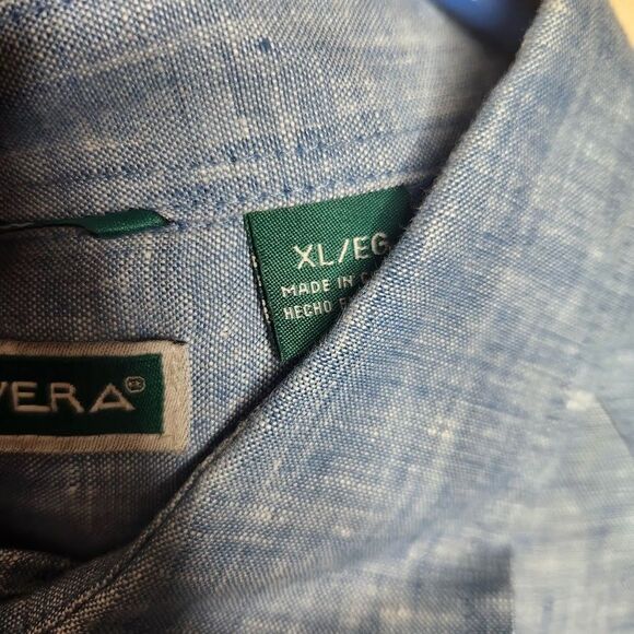 Cubavera Shirt Mens XL Linen Long Sleeve Button Up Pocket Casual Preppy Western - Picture 9 of 10